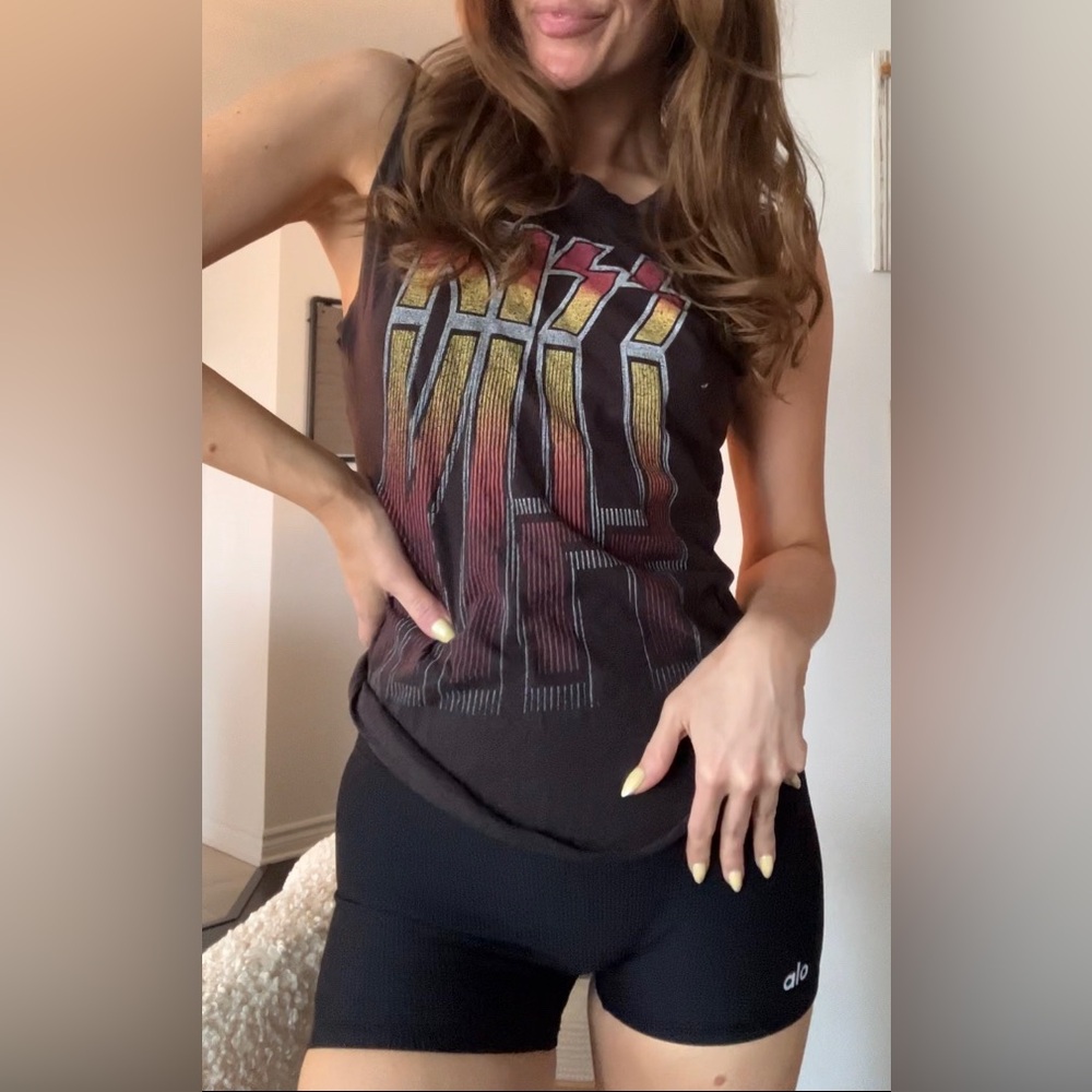 Black Sleeveless black stud KISS tee